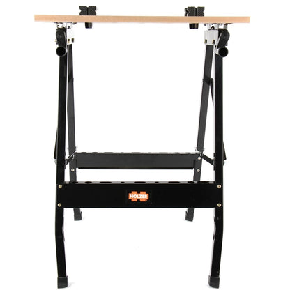 Banc de lucru Holzer, taiere, slefuire, polizare sau gaurire, suporta 150 kg, pentru operatiuni casnice, 60 x 62.5 x 75.5 cm, neasamblat, feroneria necesara inclusa, negru, metal
