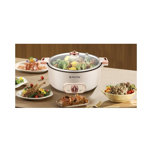 Multicooker, oala electrica Paxton, 1600 W, 7 litri, 2 trepte de putere, incalzire circulara, gatire sub micro-presiune, digital, capac detasabil, bej