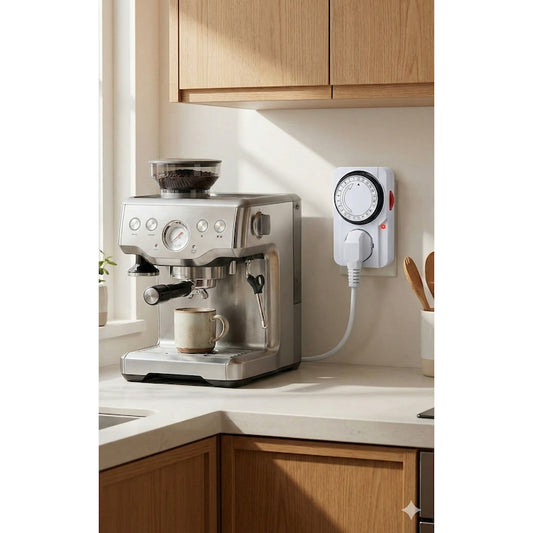 Priză programabilă mecanică, alb, interior, 16 A, 3680W, dimensiuni 80x75x125mm