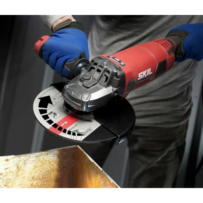 Polizor unghiular Skil, 2200 W, 6600 rpm, Diametru disc 230 mm, taiere, polizare si indepartare a ruginii, 56.8 cm lungime, Sistem de blocare, Aparatoare, Filet arbore: M14, 230 V, set de flanse