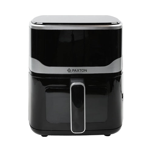 Friteuza cu aer cald, airfryer, Paxton, 1400 W, 5 litri, lumina interioara, timer, afisaj digital tactil, termostat reglabil, interval temperatura 80 la 200 grade, 7 programe, negru