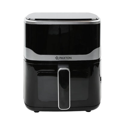 Friteuza cu aer cald, airfryer, Paxton, 1400 W, 5 litri, lumina interioara, timer, afisaj digital tactil, termostat reglabil, interval temperatura 80 la 200 grade, 7 programe, negru