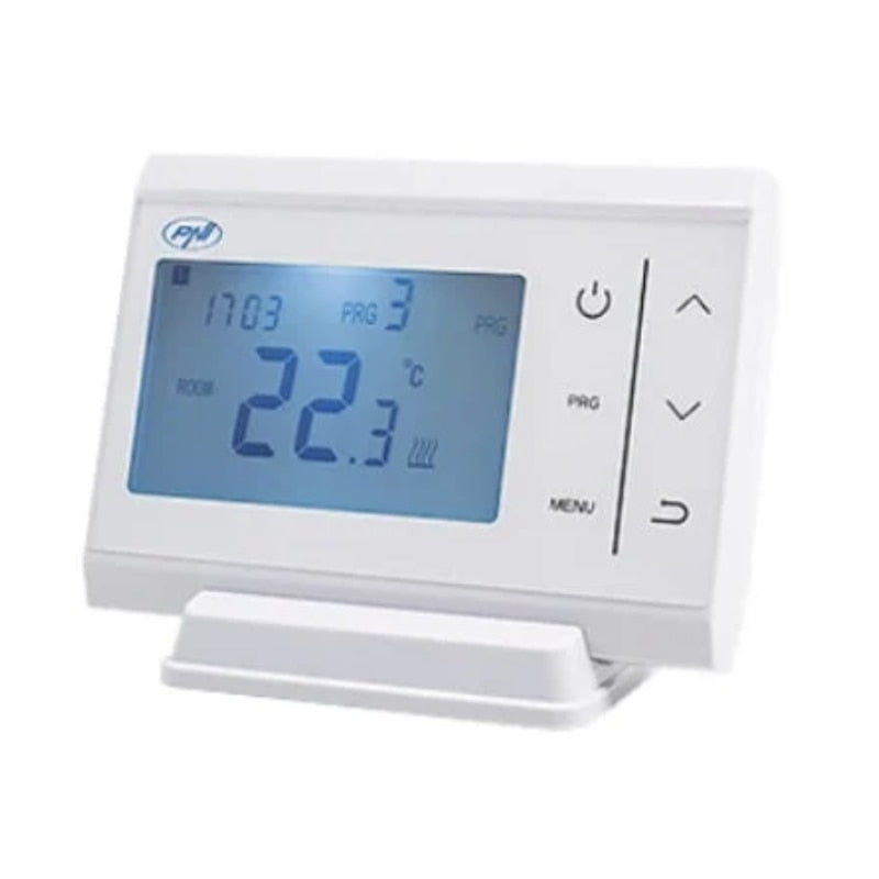 Termostat de ambient pentru centrala, wireless, fara fir, PNI, programabil, afisaj digital, protectie inghet, programare pe zile, IP30, alb, acuratete 0.1 grade, 2 x AAA, de la 5 - 35 grade