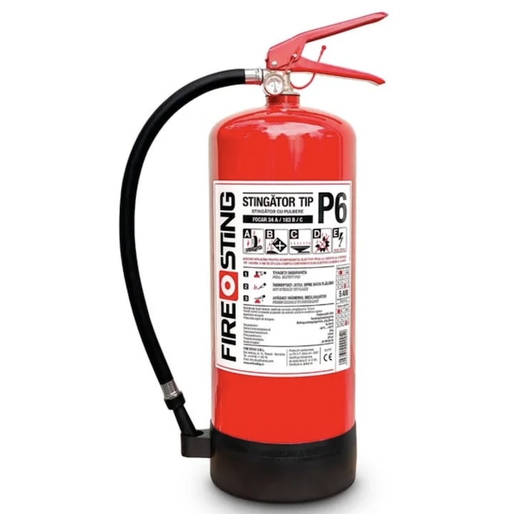 Extinctor PSI P6, 6 kg, pulbere, 34A/183B/C, diametru 162mm, inaltime 520mm