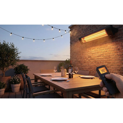 Incalzitor terasa electric, radiant cu carbon, Paxton, 2400 W, 220 V, Wi-Fi, IP65, telecomanda, 970 x 160 x 80 mm