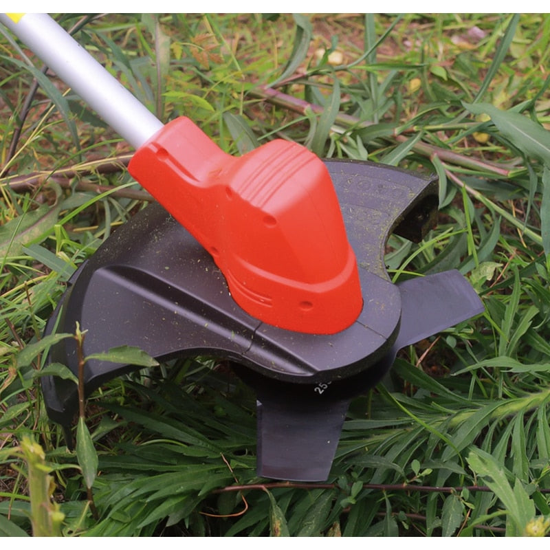 Coasa electrica Panzer, 30 cm, alimentare pe 2 acumulatori neinclusi de 18 V, 7500 rpm maxim, motor durabil, puternic si silentios, 3.55 kg, 96 dB, include Curea de umar, diametru de taiere 25.5 cm