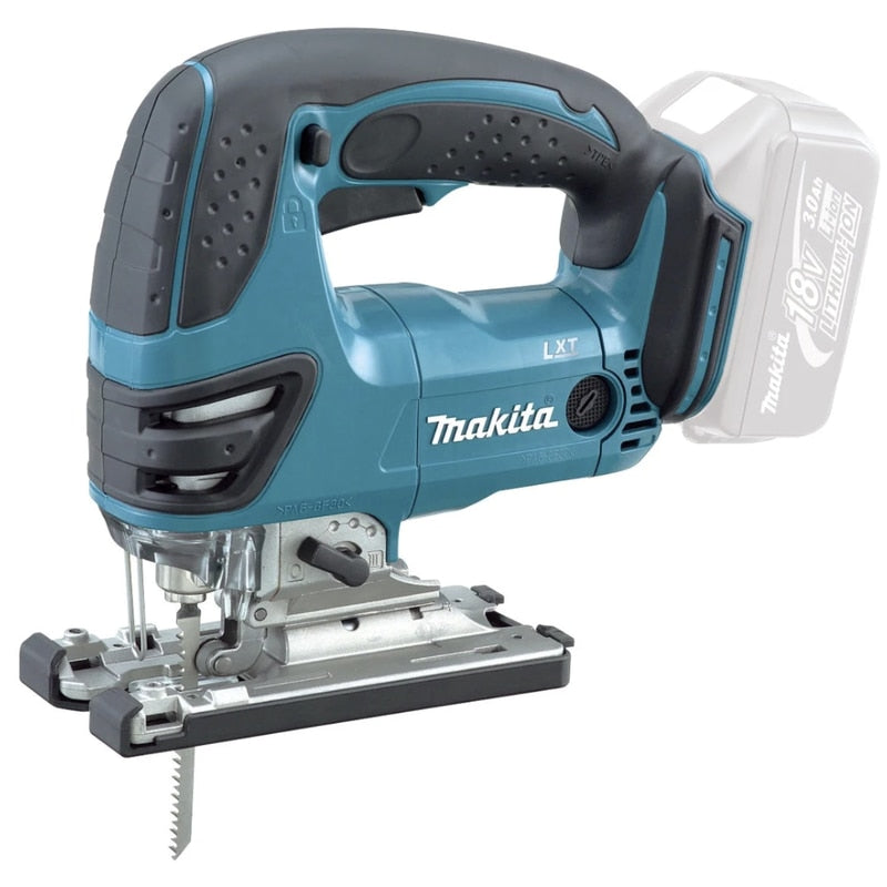 Fierastrau electric vertical, pendular, pe acumulator, acumulator Neinclus 18 V, Makita, cu 6 panze, 2.7 kg, profesional, 2600 curse/min, in otel, lemn, aluminiu miscare de pendulare, taiere oblica