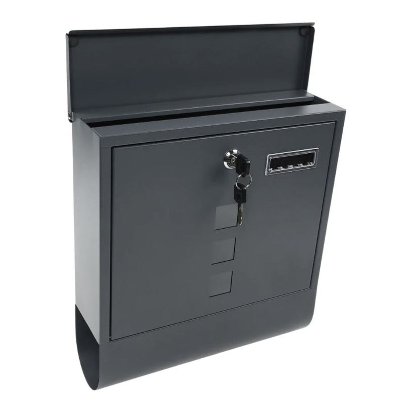 Cutie postala pentru interior sau exterior, Versay, tabla, antracit, 30.5 x 10 x 33.5 cm, Feronerie inclusa, inchidere prin cheie, tabla rigida pentru protectie, plus de eleganta