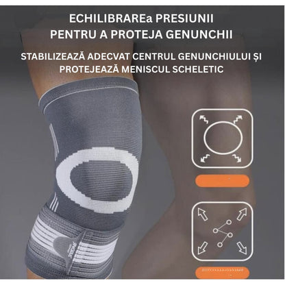 Orteza compresiva pentru rotula genunchiului, pentru sustinerea si stabilizarea articulatiei in timpul activitatilor zilnice sau sportive, pentru suprasolicitare, entorse, artrita sau dureri, NETERRA