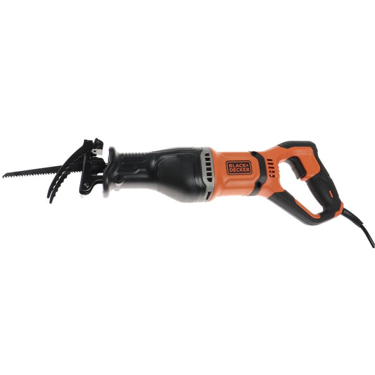 Fierastrau sabie, Black Decker, 750 W, pentru taieri in metal, plastic sau lemn, eficienta sporita a taierii, maner cauciucat, cursa de 20 mm, otel 10 cm, lemn 30 cm, 2800 curse / min, 230V, 2.2 kg