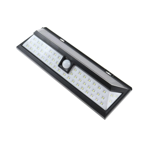 Lampa solara cu LED, 5 W, 360 lm, lumina rece, cu senzor de miscare, 3 moduri de iluminare, negru, IP65, exterior, modern, 30.000 ore media de viata, panou solar