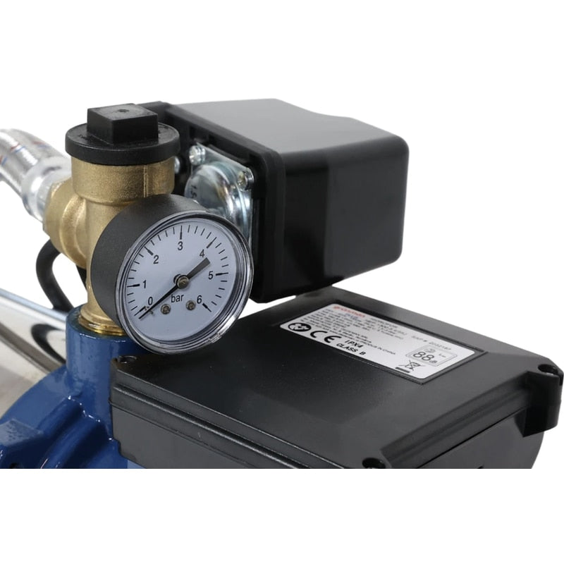 Hidrofor Grunman Plus, cu pompa autoamorsanta din inox, vas 24 L, presostat, manometru, racord flexibil antivibrant, racord 5 cai, 1300 W, IPX8, 3 Bar, 5.4 mc/h, 230V, 35 grade max
