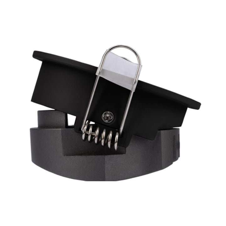 Spot LED incastrat, 7 W, lumina neutra, 4000K, orientabil, negru mat, rotund, diametru 8.2 cm, adancime 4.6 cm, MT 70408, 220V