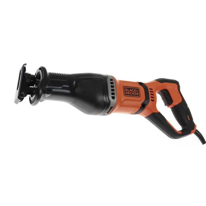 Fierastrau sabie, Black Decker, 750 W, pentru taieri in metal, plastic sau lemn, eficienta sporita a taierii, maner cauciucat, cursa de 20 mm, otel 10 cm, lemn 30 cm, 2800 curse / min, 230V, 2.2 kg
