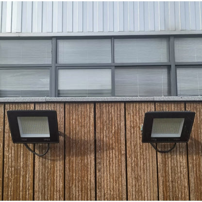 Proiector LED Hoff, 75 W, 8250 lm, lumina rece, IP65, 6500K, 220V, 0.3 m cablu, protectie exterior, 15 m distanta proiectie, aluminiu, 25.000 ore functionare