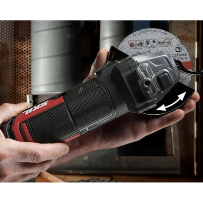Polizor unghiular Skil, 1010 W, 12000 rpm, 125 mm, cu 3 discuri abrazive si valiza din plastic, indepartarea ruginii, 97 dB, durata viata lunga, 230V, 2.5 kg, M14, aparatoare, Sistem de blocare