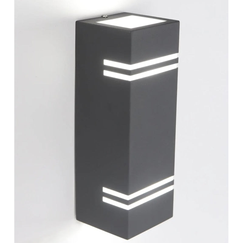 Aplica exterior Hepol, 2 x GU10, gri, modern, material otel, IP 54, 9 x 9 x 25 cm, 2 x 11 W max, protectie exterior, surse neincluse, 25000 ore