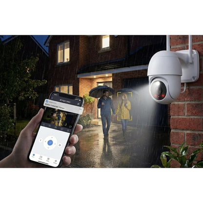 Camera de supraveghere smart, inteligenta, 4MP, 2K, microfon, difuzor, alb, exterior, 2560 × 1440, unghi 340°, microSD 512gb Max, 220V