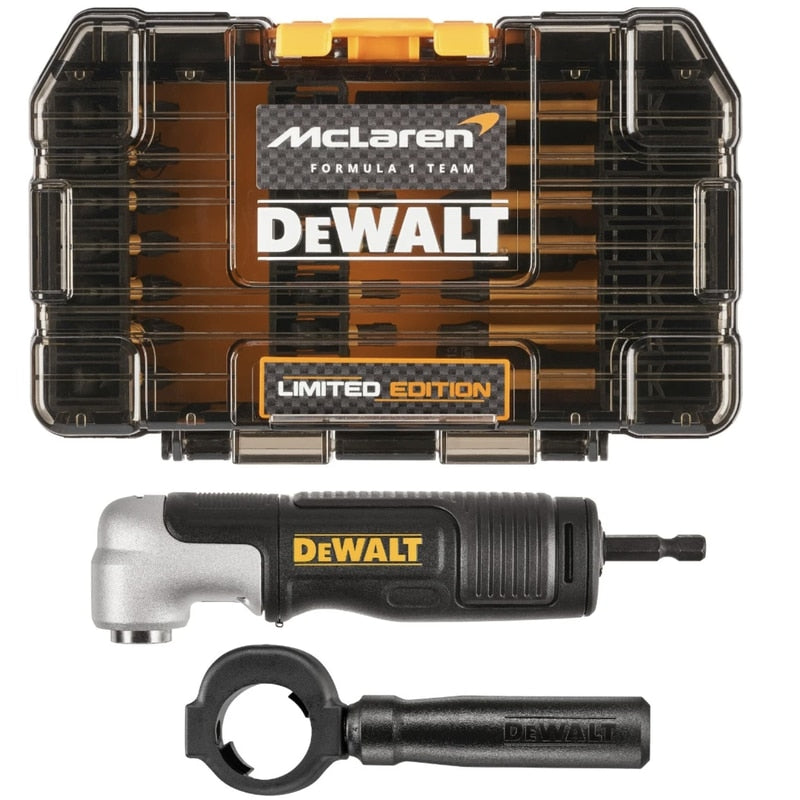 Set 33 accesorii pentru insurubare de impact, DeWalt McLaren, 7 biti 57mm, 21 biti 25mm, 1 atasament unghiular, 1 portburghiu magnetic, 3 surubelnite piulite de 8 mm, 10 mm si 13 mm, Phillips, Torx