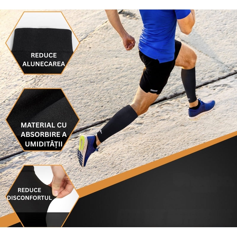 Manson compresiv pentru gamba, sustine musculatura, reduce oboseala, accelereaza recuperarea, din elastic, pentru alergare, fitness, ciclism, recuperare medicala, calatorii, NETERRA