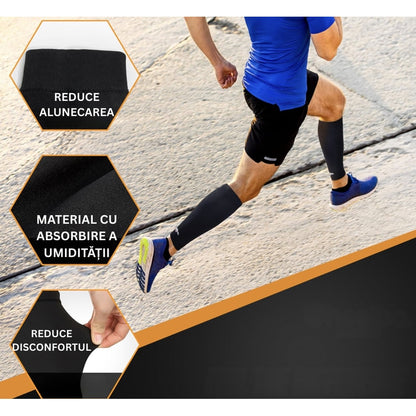 Manson compresiv pentru gamba, sustine musculatura, reduce oboseala, accelereaza recuperarea, din elastic, pentru alergare, fitness, ciclism, recuperare medicala, calatorii, NETERRA