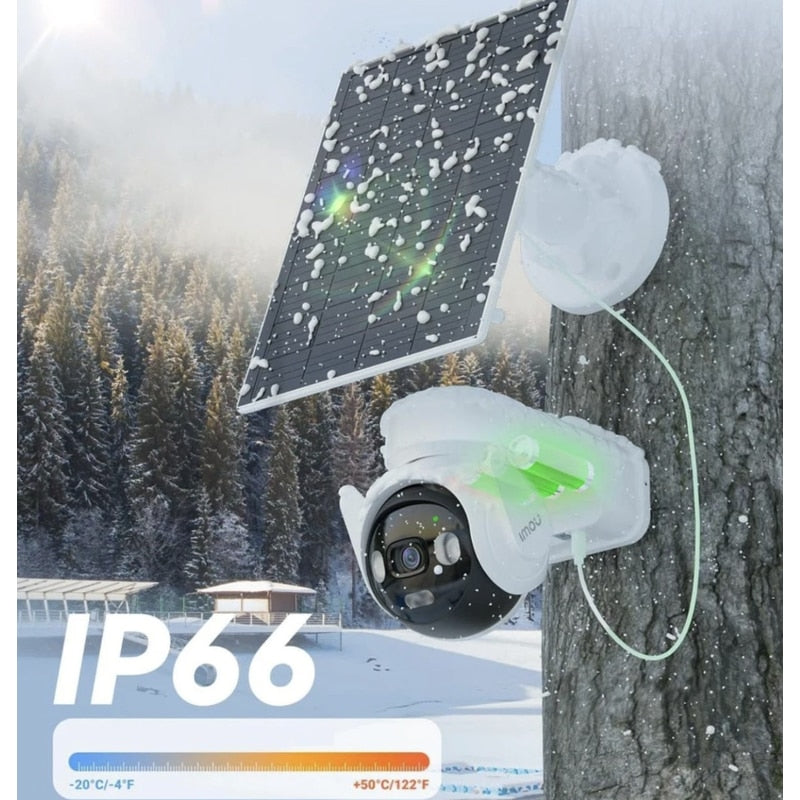 Camera de supraveghere smart, IP 66, inteligenta IMOU SIM 4G si panou solar, 5MP, QHD, Pan Tilt, microfon, difuzor, alb, exterior, 360 grade, 512gb max
