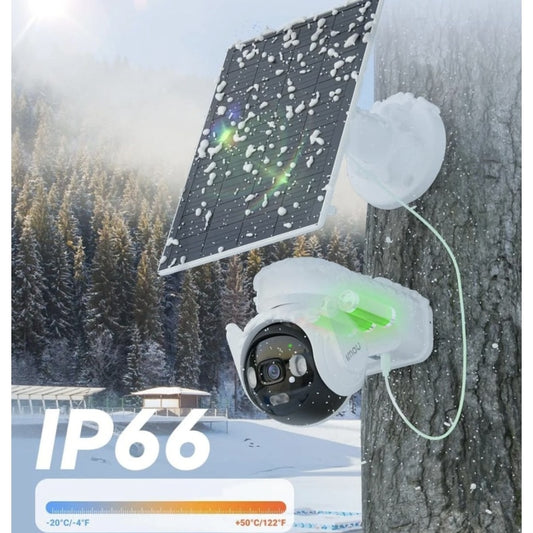 Camera de supraveghere smart, IP 66, inteligenta IMOU SIM 4G si panou solar, 5MP, QHD, Pan Tilt, microfon, difuzor, alb, exterior, 360 grade, 512gb max