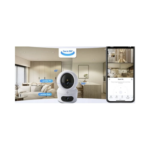 Camera de supraveghere smart EZVIZ, Dual Lens, 4MP, 2K, alb, interior, 360 grade, WIFi, detectare miscare, aplicatie telefon
