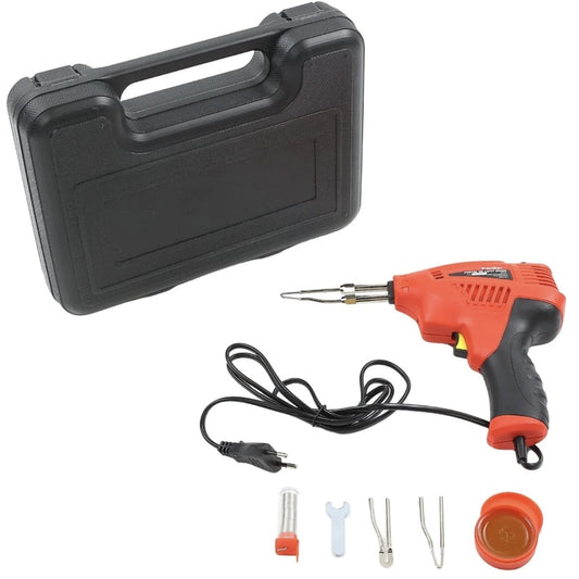 Pistol de lipit cu fludor sau cositor, Panzer, 200 W, cu valiza si accesorii, 500 grade celsius, 13 minute timp incalzire, 230V