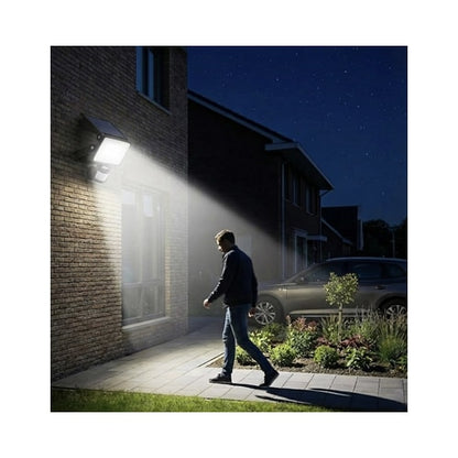 Proiector solar LED Hoff SFL09, 15 W, 1600 lm, lumina rece, negru, cu senzor de miscare, IP54, 183.6x139x28mm, 20.000 ore, autonomie 20 de ore