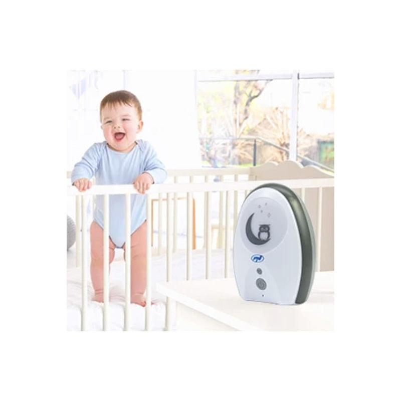 Audio baby monitor PNI, wireless, cu lampa de veghe, cu difuzor, functie VOX si Pager, sensibilitate microfon reglabila fara fir, include 6 baterii x AAA, din plastic, alb, receptor alimentare 230 V