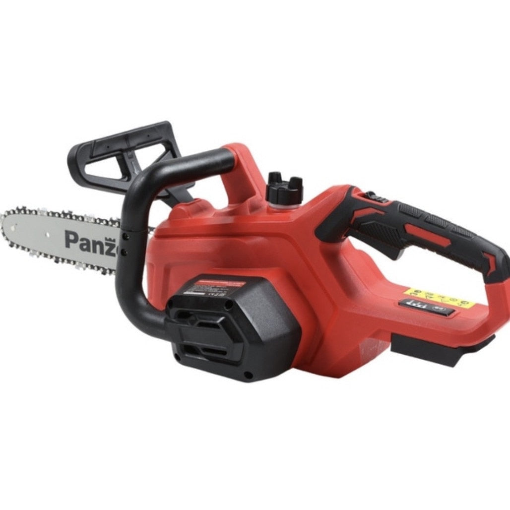 Fierastrau electric cu lant Panzer, acumulator 18 V, fara fir, 2600 rpm, lungime sine 30, 5 cm, rosu-negru