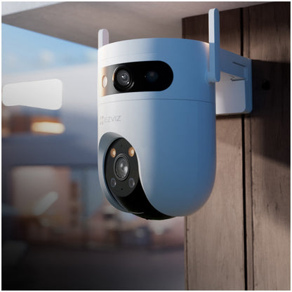 Camera de supraveghere exterior Ezviz H9c Dual, 5+5MP, 3K, Iluminare Duala, Alarma Acustica si Optica, Auto Tracking, card MicroSD pana la 512 GB si stocare in Ezviz CloudPlay, microfon, detectarea formei umane/vehiculului cu ajutorul AI