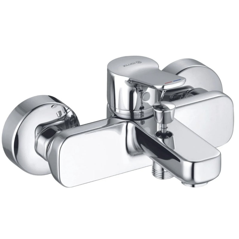 Pachet baterii baie + para dus + bara + furtun Kludi Pure & Easy 3 in1, furtun dus 1.6m, pentru baie, Finisaj cromat, comutator, Limitator de apa fierbinte, Protectie impotriva fluctuatiilor presiune