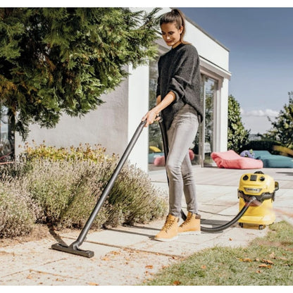 Aspirator cu sac Karcher, 1100 W, 20 L, aspirare umedă și uscată, galben și negru, furtun 2.2 m