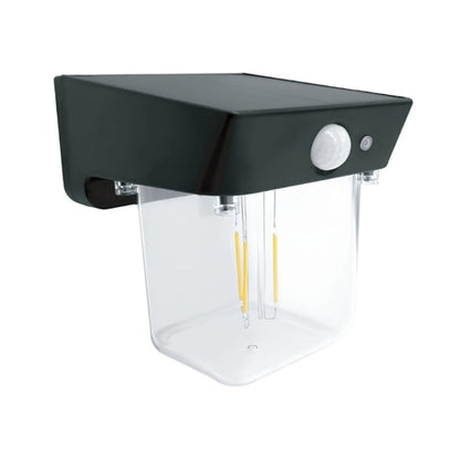 Lampa solara cu LED Hoff, 5 W, 190 lm, lumina calda, senzor de miscare PIR, 2 moduri de iluminare, negru, exterior