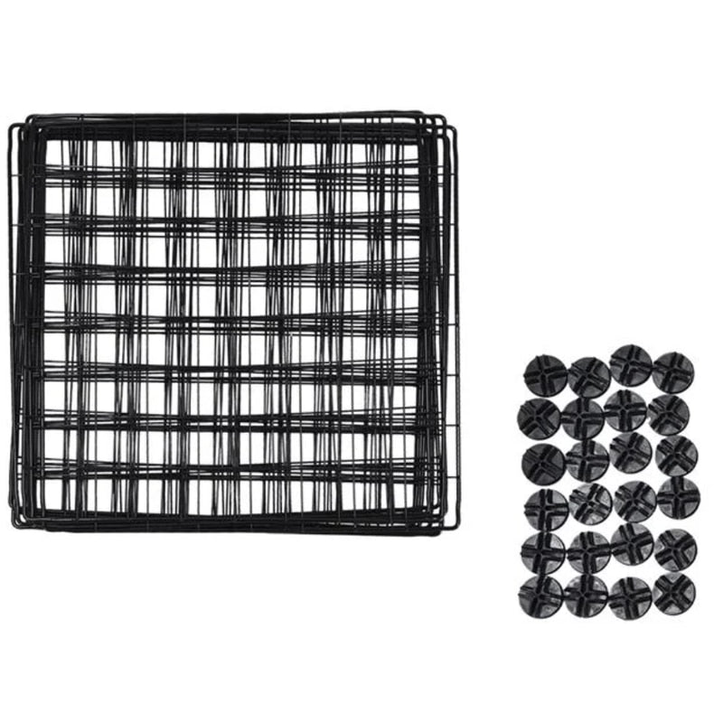 Tarc modular pentru animale mici si medii: iepuri, hamsteri, porcusori, pui, pisici, caini, 12 panouri 35 x 35 cm, constructie personalizata, interior, exterior, montaj rapid, metal, negru, NETERRA