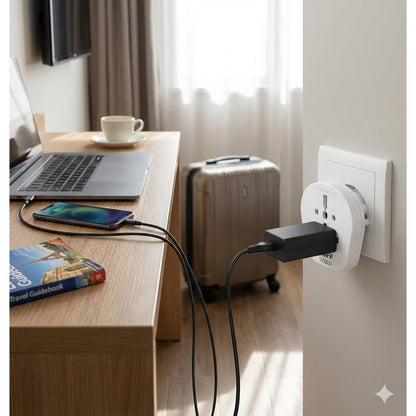 Adaptor calatorie Line UK - EU, 16A, 4000W, protectie contact, IP20, 250V, alb