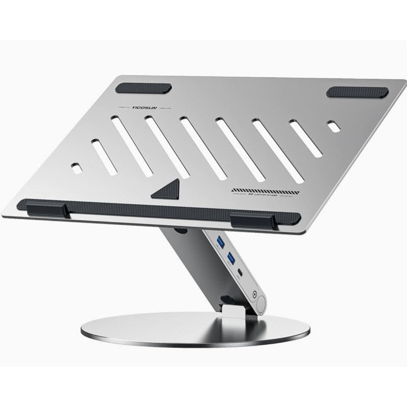 Suport laptop ergonomic NETERRA, reglabil pe înălțime, aluminiu, portabil, gri, compatibil până la 17.3 inch