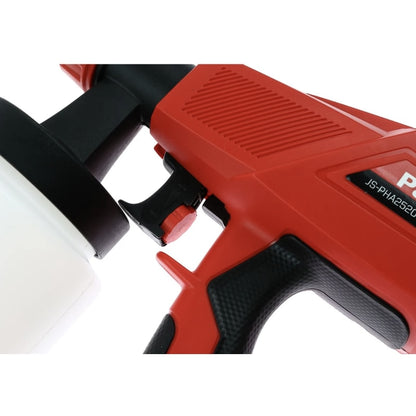 Pistol de vopsit Panzer, 450 W, 800 ml, 500 ml/min, include 2 duze, 230V, Vascozitate maxima 50 din/sec, Utilizare vopsele pe baza de solventi si apa, grunduri, lacuri, pompare 500 ml / min