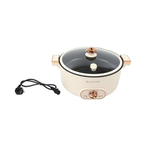 Multicooker, oala electrica Paxton, 1600 W, 7 litri, 2 trepte de putere, incalzire circulara, gatire sub micro-presiune, digital, capac detasabil, bej