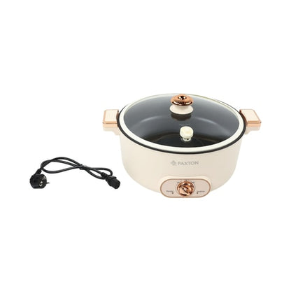 Multicooker, oala electrica Paxton, 1600 W, 7 litri, 2 trepte de putere, incalzire circulara, gatire sub micro-presiune, digital, capac detasabil, bej