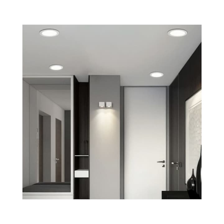 Spot LED incastrat Hoff, 18 W, 1700 lm, lumina neutra, 4000K, alb, Diametru 17 cm, 20.000 ore dura viata medie, 220V