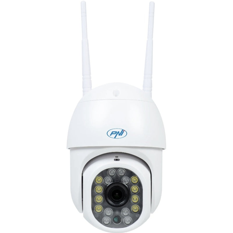 Camera de supraveghere smart, IP66, inteligenta PNI, 4MP, Wi-Fi, wireless, rotativa, slot micro SD, alarma detectare miscare, zoom, interior, exterior, Ethernet, temperaturi -26 pana la +80