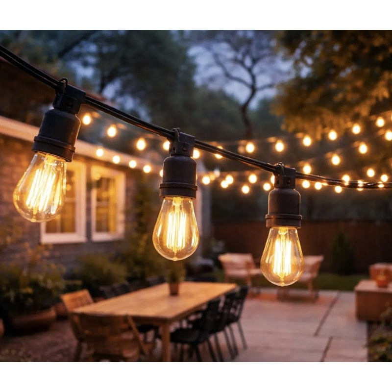 Ghirlanda luminoasa Hoff, interior si exterior, IP 65, 10 becuri E27, lungime 6 metri total