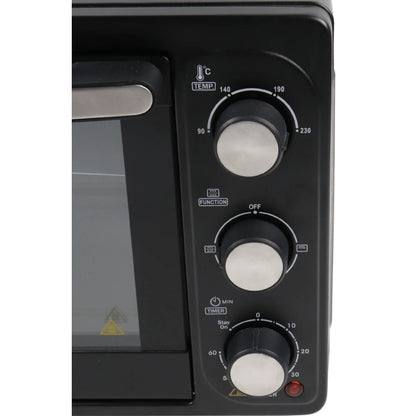 Cuptor electric Albatros, 28 litri, 1500 W, 4 programe, timer, functie Stay On, geam dublu, negru, model compact, 230 grade max, 6.2 kg, 230V, 31 x 48.5 x 37.5 cm, include gratar inox, tava