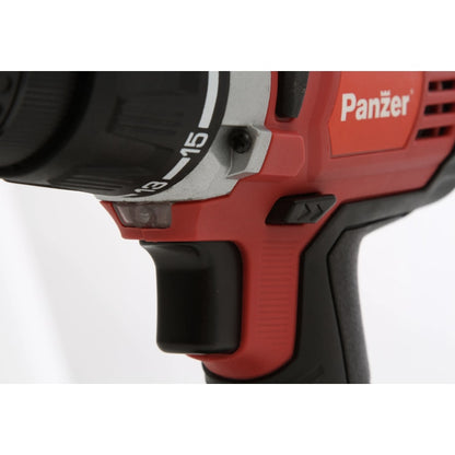 Masina de gaurit si insurubat, cu percutie, cu 1 acumulator, 18V, 1.5Ah, Panzer, 1500 rpm, mandrina rapida, cu valiza, mandarina 2-13mm, functionare stanga dreapta, incarcator rapid, 6 burghie, biti