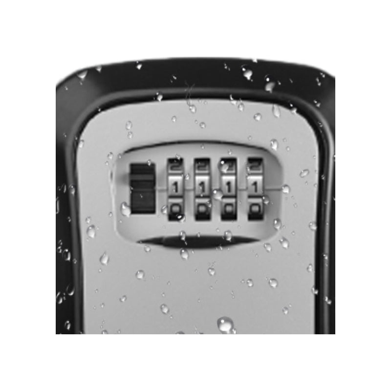 Cutie pentru Chei, NETERRA, montaj pe perete, Aliaj de Aluminiu, cu Cod Mecanic din 4 Cifre, spatiu generos, Impermeabila, IP 44, protectie exterior, 11, 5 × 9, 5 × 4 cm, Negru gri
