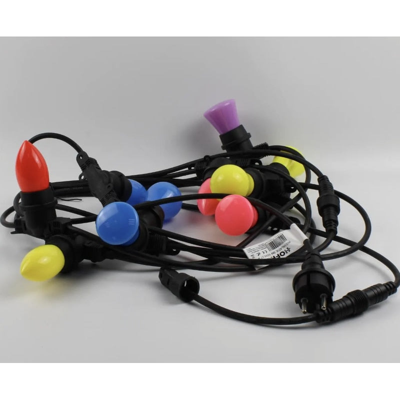 Ghirlanda luminoasa Hoff, interior si exterior, IP 65, 10 becuri E27, lungime 6 metri total