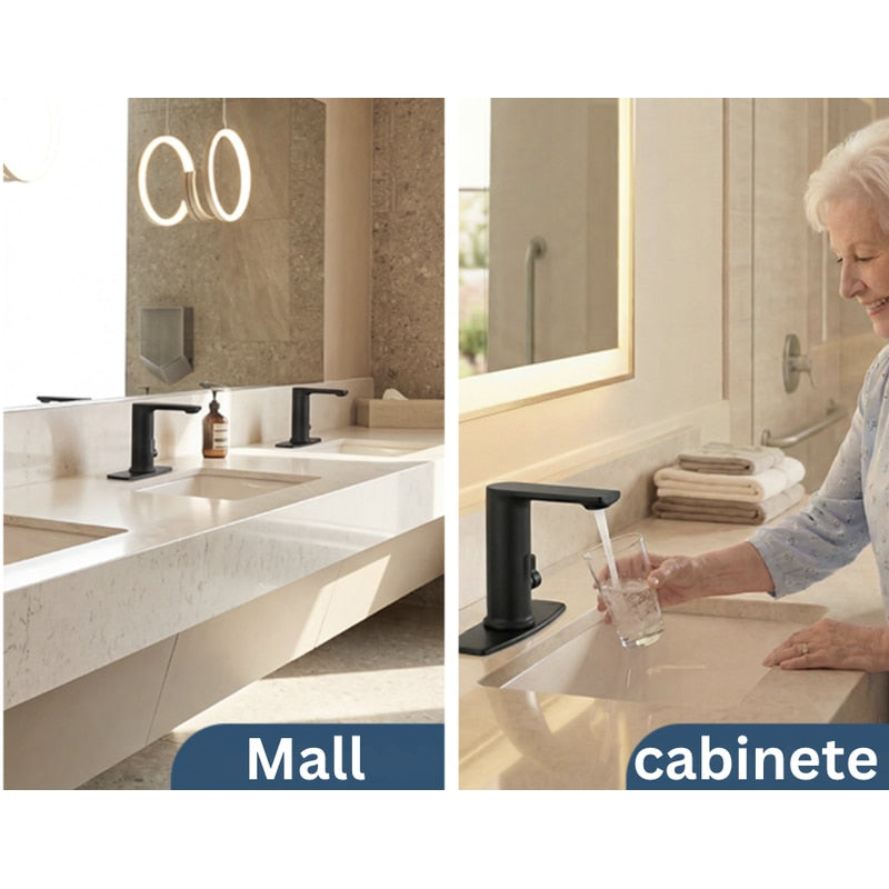 Bateria sanitara pentru lavoar, cu senzor NETERRA®, moderna si practica pentru baie, utilizare fara atingere, economisirea apei, din alama si materiale rezistente la uzura, birouri, spatii comerciale